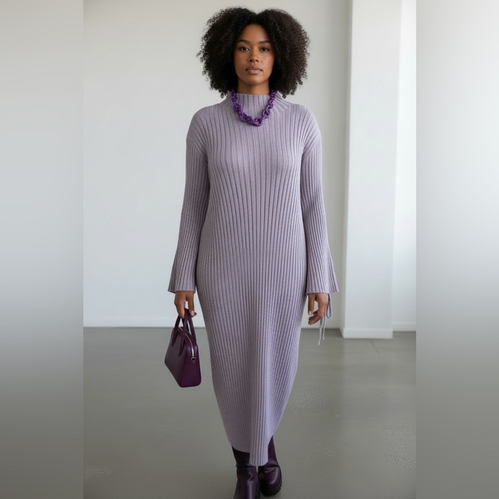 Ashley Stewart Ribbed Lavender Midi Dress size 22/24 NWT